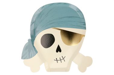 Assiette tête de mort bleu ciel