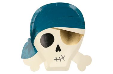 Assiette tête de mort bleu