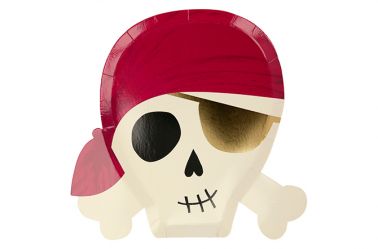 Assiette tête de mort grenat