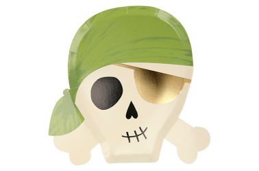 Assiette tête de mort vert