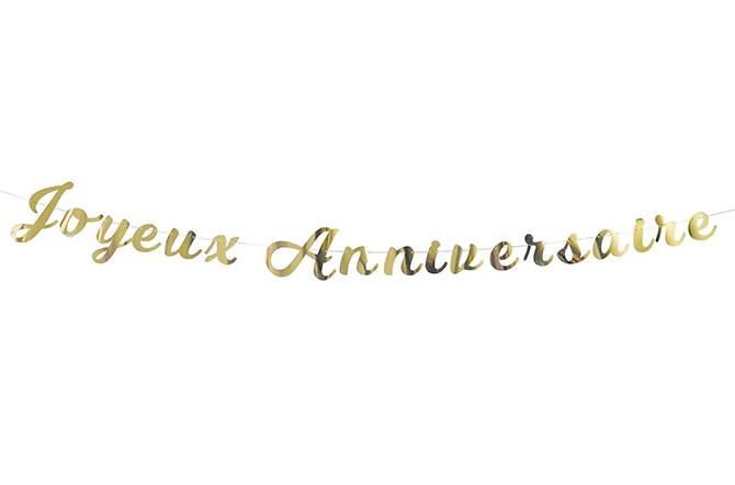 Guirlande lettres joyeux anniversaire dorée