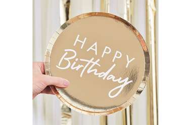 Assiette Happy Birthday dorée