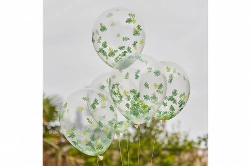 Ballons à confettis feuille tropicale