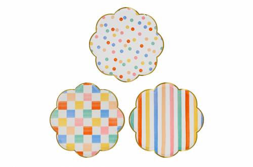 assiettes anniversaire motifs colorés