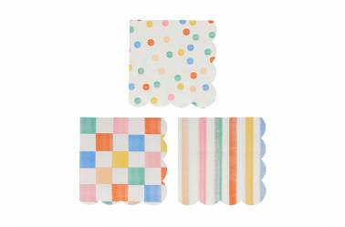 Serviettes anniversaire motifs colorés