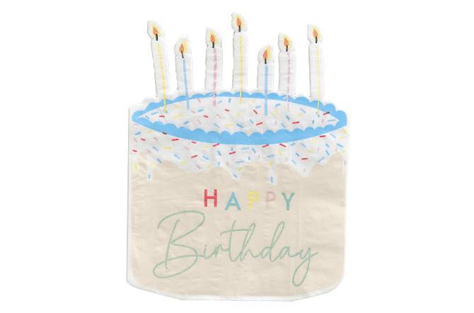 Serviettes anniversaire en forme de gâteau bougies