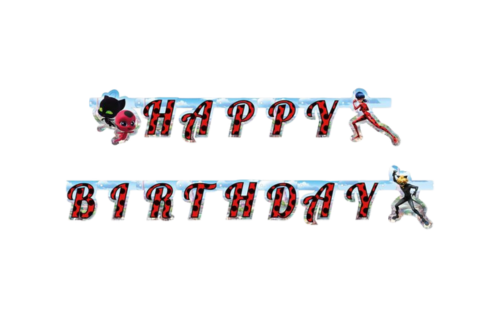 Guirlande Happy Birthday sur le thème Miraculous Ladybug