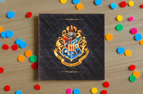 Serviettes noires Harry Potter disposées sur une table décorée d'anniversaire.