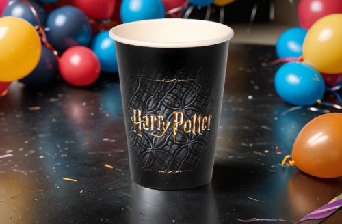 gobelet en carton harry potter sur une table d'anniversaire