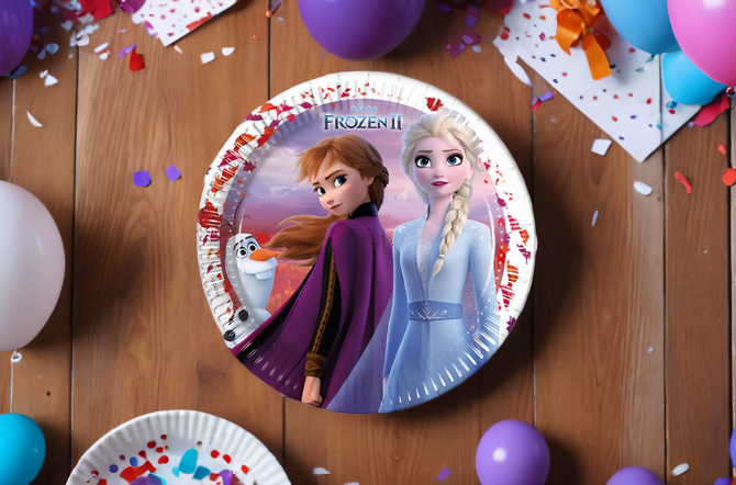 8 grandes assiettes en carton la reine des neiges 23cm