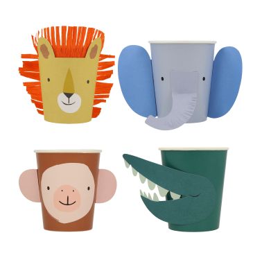 Gobelets Animaux de la Jungle – Lot de 8 – Meri Meri