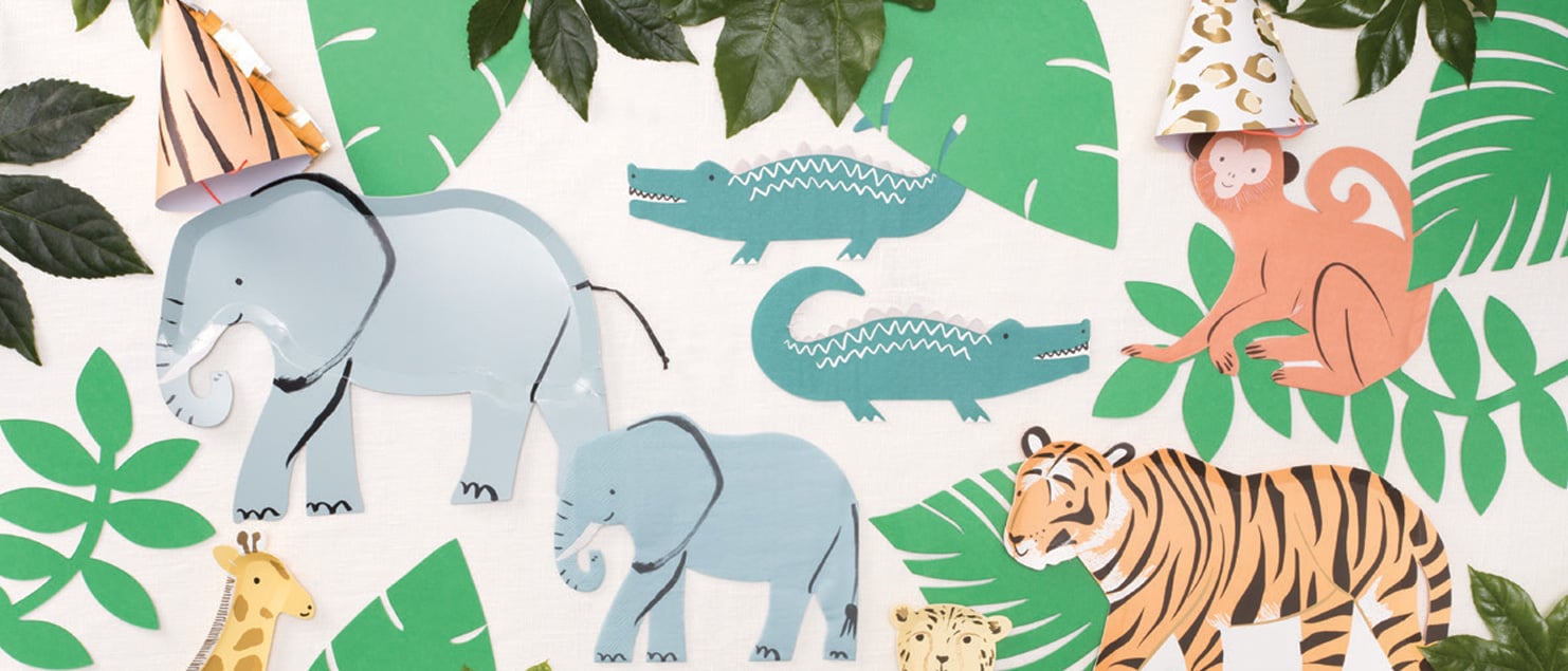 gobelets feuilles jungle safari avec singe anniversaire
